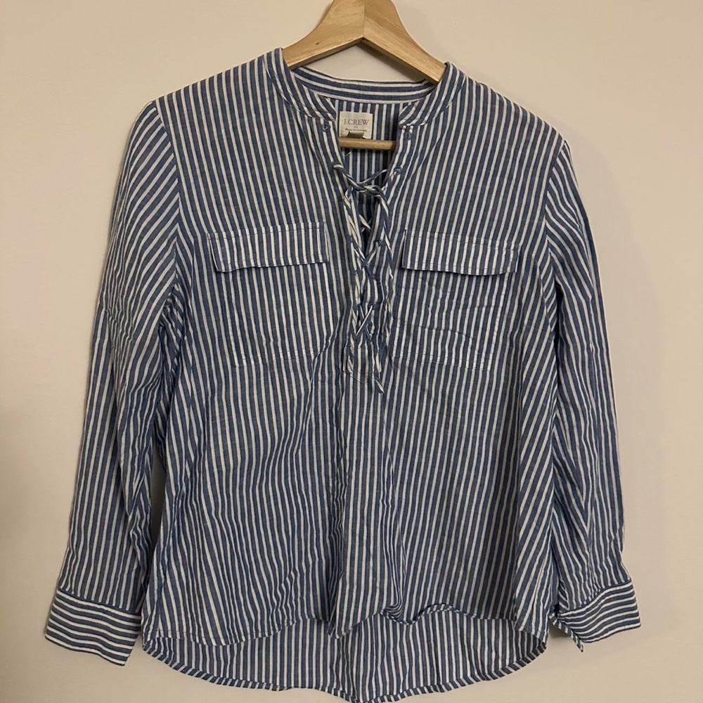 J. Crew Navy and White Striped Top